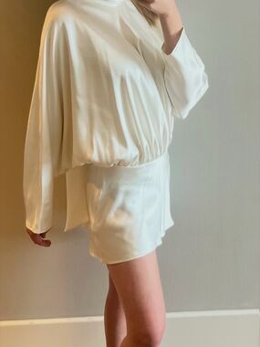 Zara Cream Satin-Look Maxi Dress